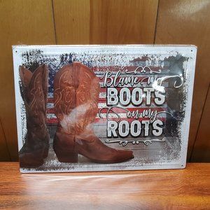 Boots tin metal hanging sign